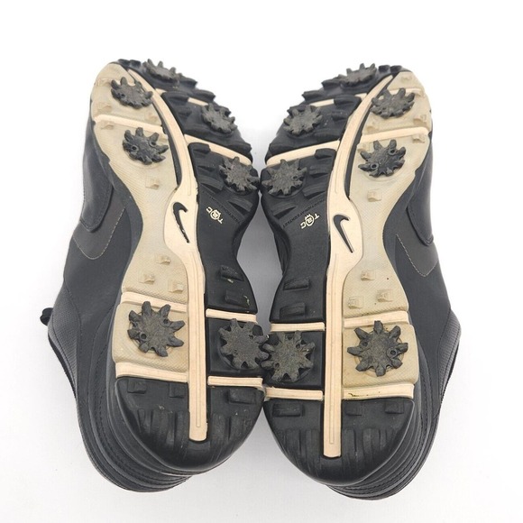 Nike Air (Mens Size 9) Tour Sport‎ Soft Spike Golf Lace Up Shoes Black Silver - Picture 9 of 10